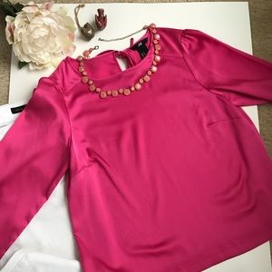Long sleeves silk blouse slim strap on the back